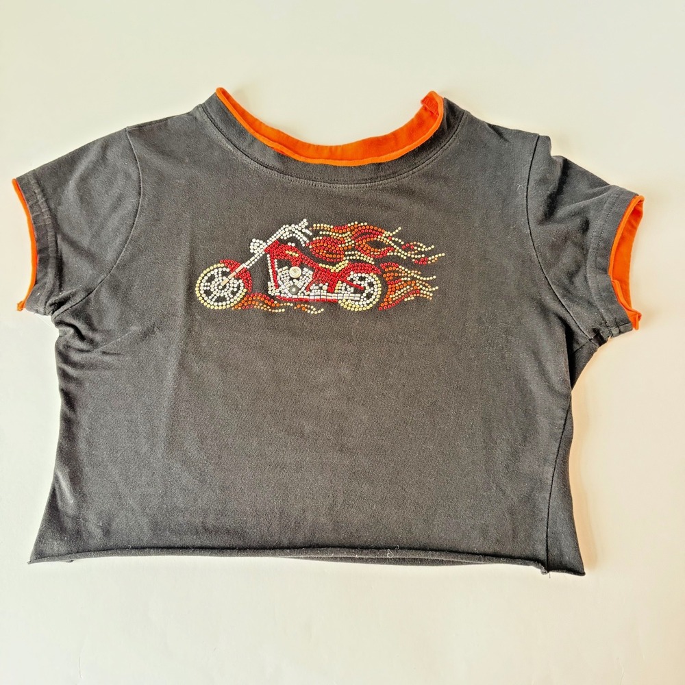 V Twin Motorcycle Apparel‎ Womens Crop Top Black Spendin Time Behind Bars